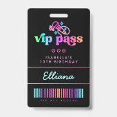 Neon Glow Karaoke Verjaardag VIP Pass Custom Party Badge (Voorzijde)