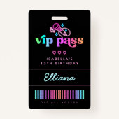 Neon Glow Karaoke Verjaardag VIP Pass Custom Party Badge (Voorkant)
