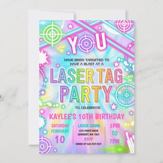 Neon Glow Label Tie Dye Birthday Kaart (Voorkant)