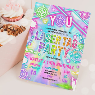Neon Glow Label Tie Dye Birthday Kaart