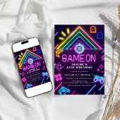 Neon Glow Laser Label Birthday Party Kaart