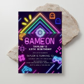 Neon Glow Laser Label Birthday Party Kaart