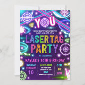 Neon Glow Laser Label Birthday Party Kaart (Voorkant)
