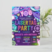 Neon Glow Laser Label Birthday Party Kaart (Staand voorkant)