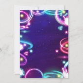 Neon Glow Laser Label en Arcade Birthday Party Kaart (Achterkant)