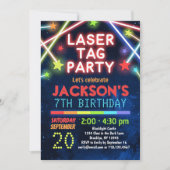 Neon Glow Laser Label Party Birthday Invitations Kaart (Voorkant)