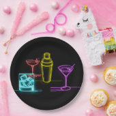 Neon Glow Lichten Kleurrijke Cocktails 21e Verjaar Papieren Bordje (Feest)