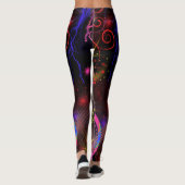Neon Glow Lightning Stars Swirls Spiral Leggings (Achterkant)