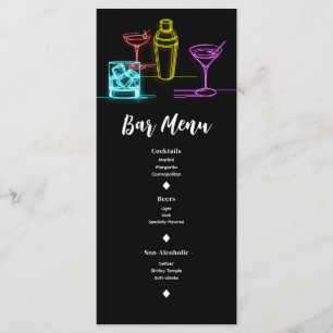 Neon Glow Lights Cocktails Open Bar Huwelijksmenu Menu