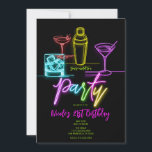 Neon Glow Lights Kleurrijke Cocktails 21e Verjaard Kaart<br><div class="desc">Pas elke manier aan die u wilt.</div>