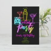 Neon Glow Lights Kleurrijke Cocktails 21e Verjaard Kaart (Staand voorkant)