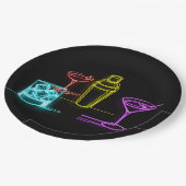 Neon Glow Lights Kleurrijke Cocktails 21e Verjaard Papieren Bordje (Gekanteld)