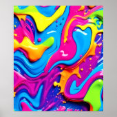 Neon Glow Liquid Splatter kunstwerk Poster (Voorkant)