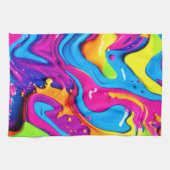 Neon Glow Liquid Splatter kunstwerk Theedoek (Horizontaal)