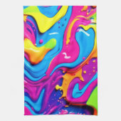 Neon Glow Liquid Splatter kunstwerk Theedoek (Verticaal)