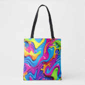 Neon Glow Liquid Splatter kunstwerk Tote Bag (Voorkant)