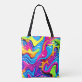 Neon Glow Liquid Splatter kunstwerk Tote Bag (Achterkant)