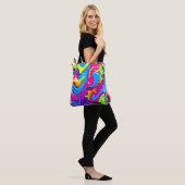 Neon Glow Liquid Splatter kunstwerk Tote Bag (Op model)