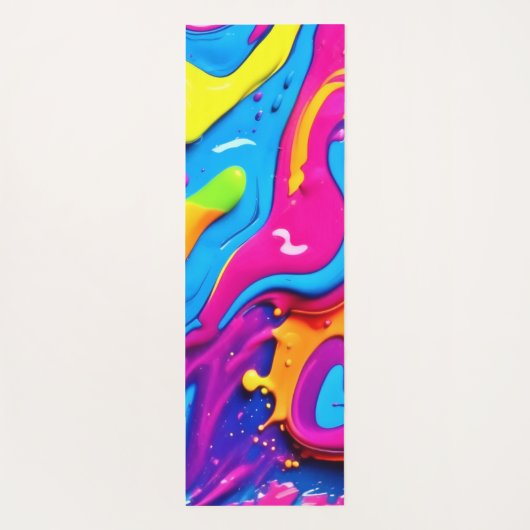 Neon Glow Liquid Splatter kunstwerk Yogamat (Achterkant)