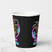 Neon Glow look Halloween Pumpkin Bats Web Moon Papieren Bekers (Rechts)