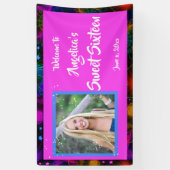 Neon Glow look Sweet Sixteen kleurig Spandoek (Verticaal)