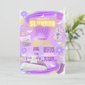 Neon Glow Meisjes Slaapfeest Pyjama Feest Kaart (Staand voorkant)