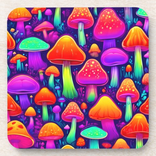 Neon Glow Mushroom Forest Bier Onderzetter (Voorkant)