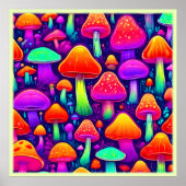 Neon Glow Mushroom Forest Poster (Voorkant)