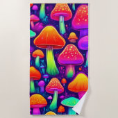 Neon Glow Mushroom Forest Strandlaken (Voorkant)