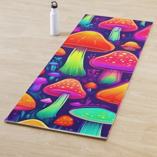 Neon Glow Mushroom Forest Yogamat (In situ)