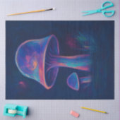Neon Glow Mushrooms in Night Forest Decoupage Tissuepapier (Craft)