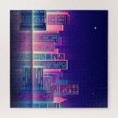 Neon Glow  Nachtstad Legpuzzel (Horizontaal)