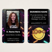 Neon Glow Nightclub Bar Concert VIP Event Personee Visitekaartje (Voorkant /achterkant)