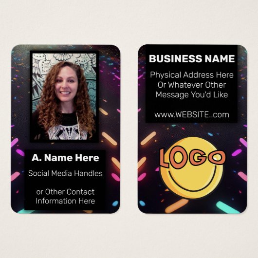 Neon Glow Nightclub Bar Concert VIP Event Personee Visitekaartje (Voorkant /achterkant)