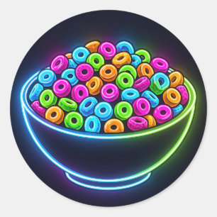 Neon Glow Ontbijtkom Ronde Sticker