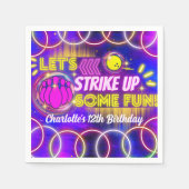 Neon Glow Paarse Meisje Bowling Verjaardagsfeestje Servet (Voorkant)