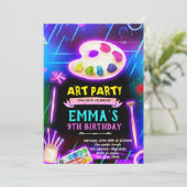 Neon Glow Paint party invitation Kaart (Staand voorkant)