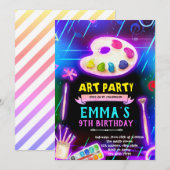 Neon Glow Paint party invitation Kaart (Voorkant / Achterkant)