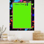 Neon Glow Paint Spat Sweet 16 Gastbord Poster (Keuken)