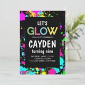 Neon Glow Paint Splatter Verjaardag Kaart (Staand voorkant)