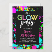 Neon Glow Paint Splatter Verjaardag Kaart (Voorkant)