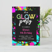 Neon Glow Paint Splatter Verjaardag Kaart (Staand voorkant)