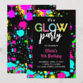 Neon Glow Paint Splatter Verjaardag Kaart (Voorkant / Achterkant)