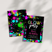 Neon Glow Paint Splatter Verjaardag