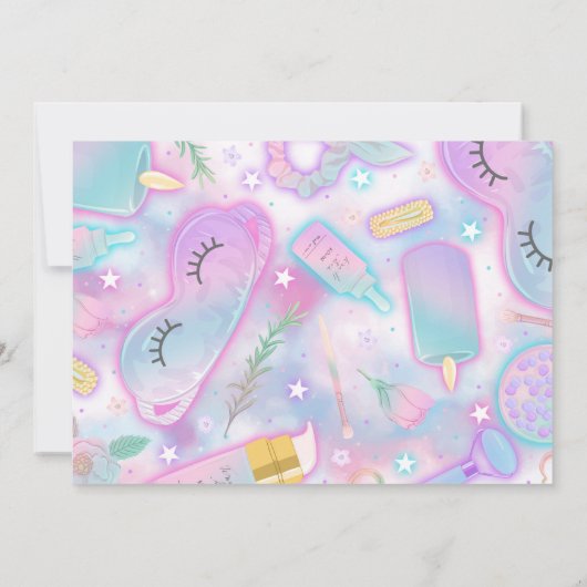 Neon Glow Pamper Spa Party Verjaardagsfoto Kaart (Achterkant)