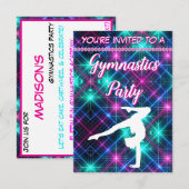 Neon Glow Party Gymnastiek Verjaardag Kaart (Voorkant / Achterkant)