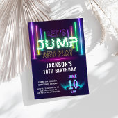 Neon Glow Party Trampoline Jongen Verjaardag Kaart