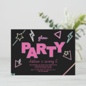 Neon Glow Party Uitnodiging voor verjaardag (Staand voorkant)