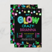 Neon Glow party verjaardaguitnodiging -10 Kaart (Voorkant / Achterkant)