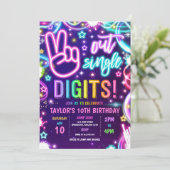 Neon Glow Peace uit enkele cijfers 10e verjaardag Kaart (Staand voorkant)